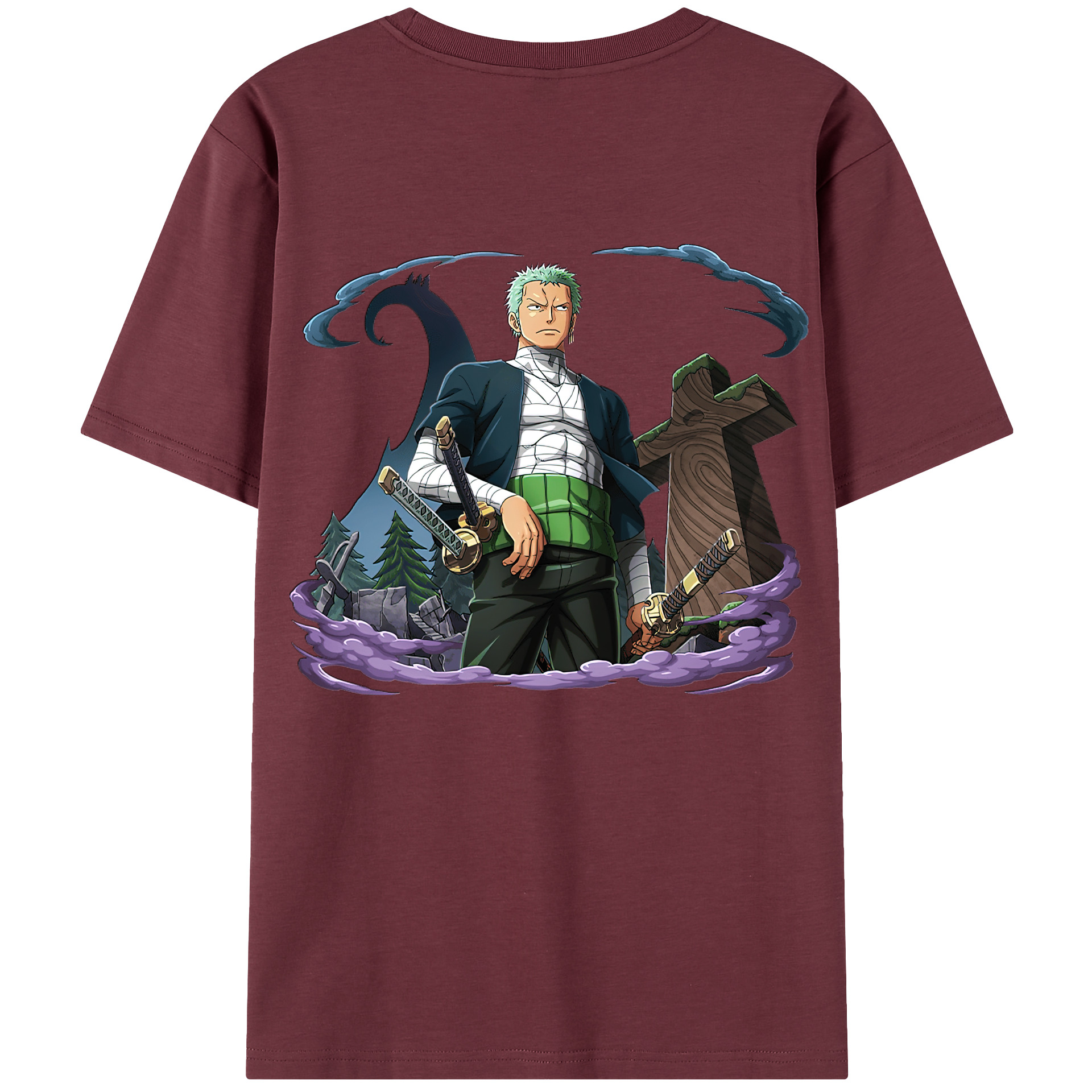 ワンピース ロロノア・ゾロ ONE PIECE Roronoa Zoro 綿100％半袖Tシャツ（背面プリント）